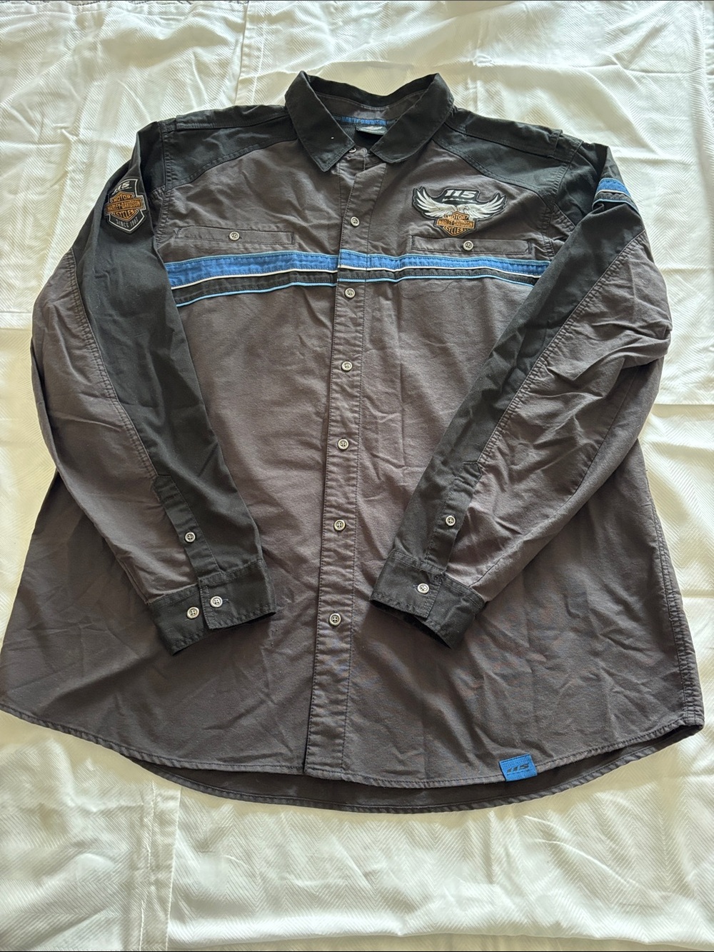 Harley Davidson 115 Year Long Sleeve Button Up Shirt Jacket Size 3XL Tall